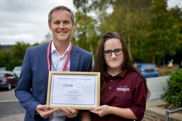 Maisie was presented with her award by Justin Rollings, of Sussex Coast College