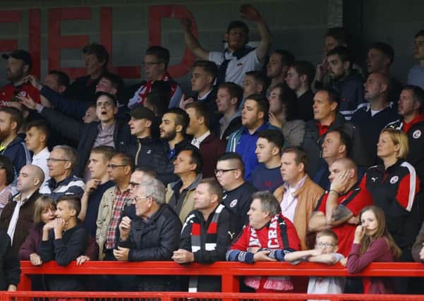 Fans seen during the Sky Bet League 2 match between Crawley Town and Mansfield Town at the Checkatrade Stadium in Crawley. May 6, 2017.
James Boardman / Telephoto Images
+44 7967 642437 SUS-170905-091223002