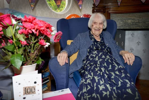 Joan Pink celebrating her 100th birthday at Ardath Care Home in Bexhill. SUS-171010-155253001