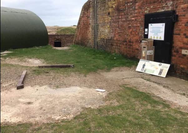 Damage caused to Shoreham Fort back in April 2017. There have been a string of incidents at the site this year