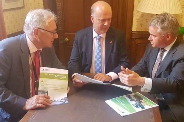 Sir Peter Bottomley and Tim Loughton met Transport Secretary Chris Grayling to discuss the A27 plans for Worthing and Lancing. Picture courtesy of Tim Loughton. SUS-171210-114116001