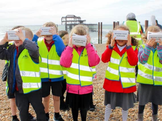 Virtual reality on Brighton beach