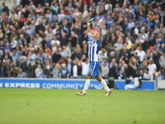 Anthony Knockaert celebrates his goal. Picture by Phil Westlake (PW Sporting Photography)