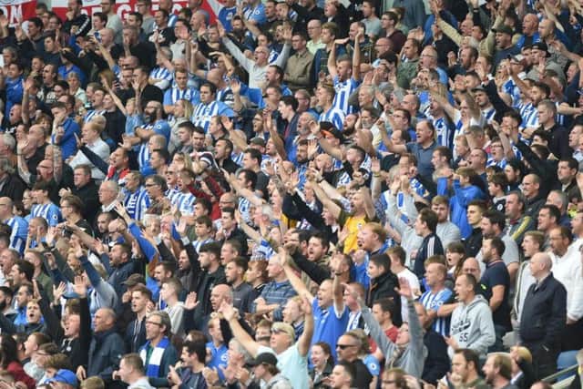Albion fans cheer the team on. Picture by Phil Westlake (PW Sporting Photography)