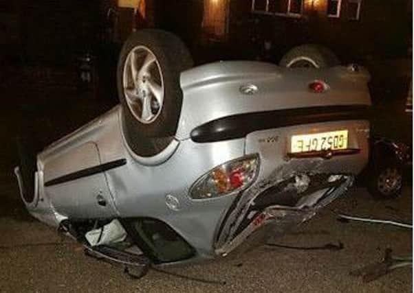 A woman from Brighton crashed and overturned her car when she was more than twice the drink-drive limit. Photo: Sussex Police