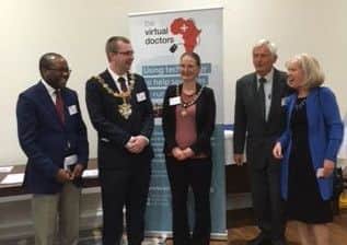 Insight on the Hill, from left, trustee James Phiri, Worthing mayor and mayoress Alex and Fran Harman, board chairman Ian Kerr and trustee Ros Bird