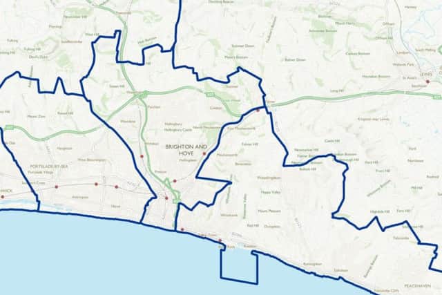 The existing Brighton and Hove constituency boundaries (Image: Boundary Commission)