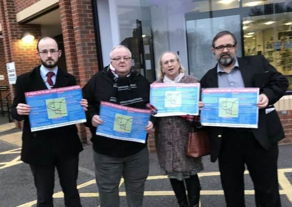 Freddie Tandy and Mike Northeast, left  criticised health bosses over missing a key meeting. The duo are pictured with other Labour members at the launch of a health plan in February