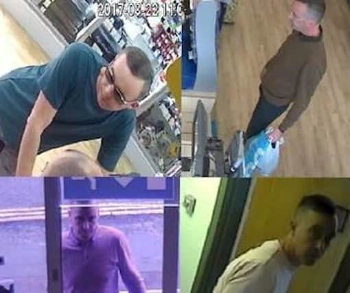 A man is wanted in connection with thefts from Newhaven, Peacehaven and Brighton.