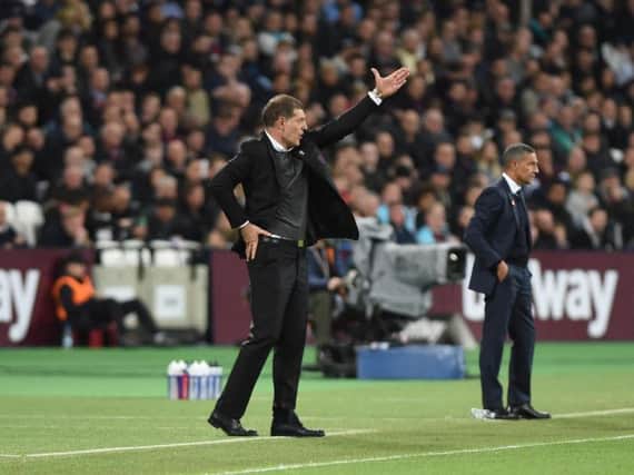 Slaven Bilic watches on during West Ham's 3-0 defeat to Brighton. Picture by Phil Westlake (PW Sporting Photography)