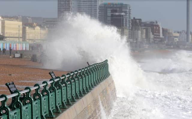 Huge waves in Brighton today. Photo by Eddie Mitchell.