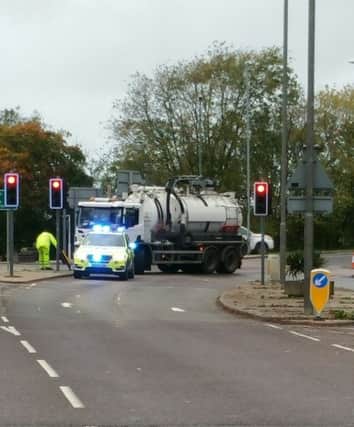 The broken down tanker on the A27 Polegate caused delays this morning. Photo by Sussex Roads Police