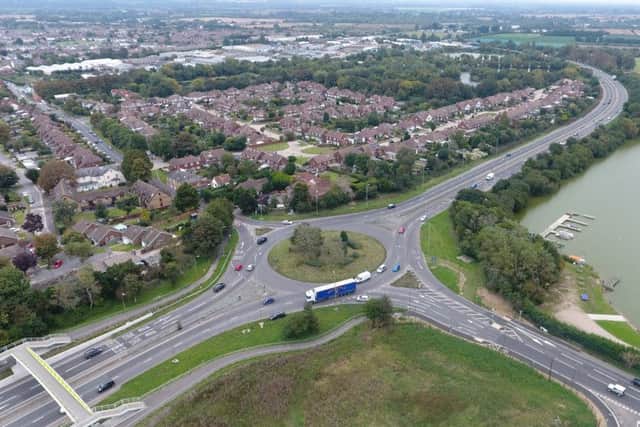 Traffic lights are up at the top of Hunston Road, close to Whyke Roundabout. The road will close for two weeks from November 20. Eddie Mitchell