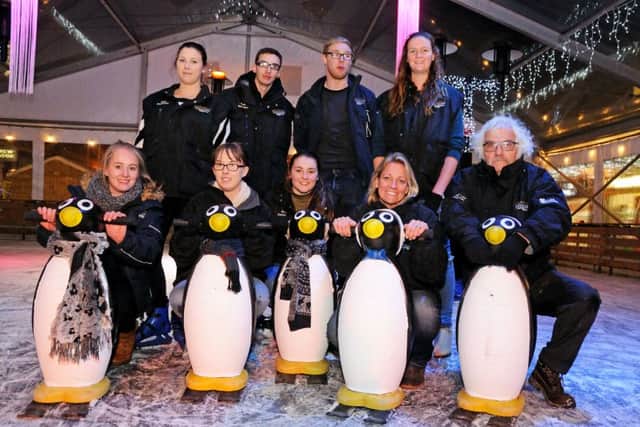 The popular ice-rinks trusty penguin helpers. Photo by Tony Coombes.