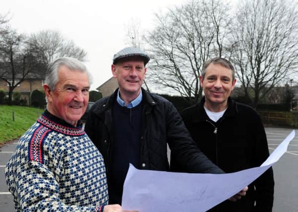 Roger Hanauer, left, town council chairman Chris Kemp and Michael Peet who is also working on the project