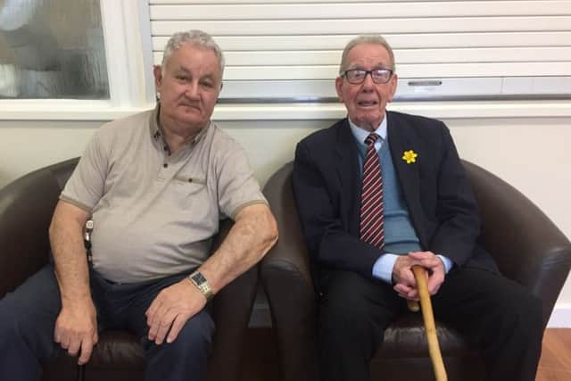 Bob Scott, 79, and Fred Green, 95, at the centre