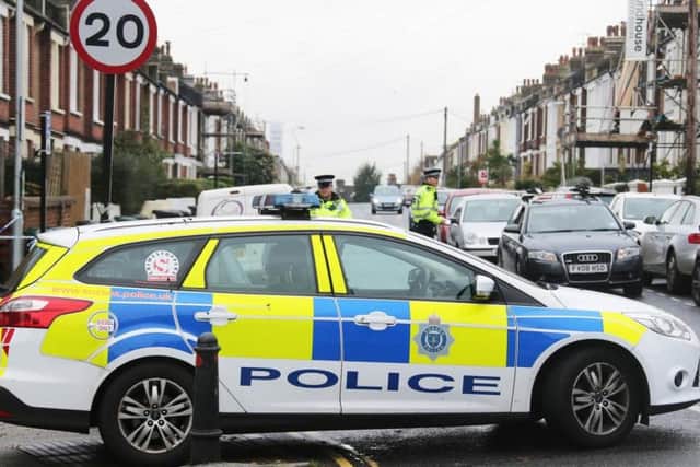 Police at Sandgate Road, Brighton (Photograph: Eddie Mitchell)