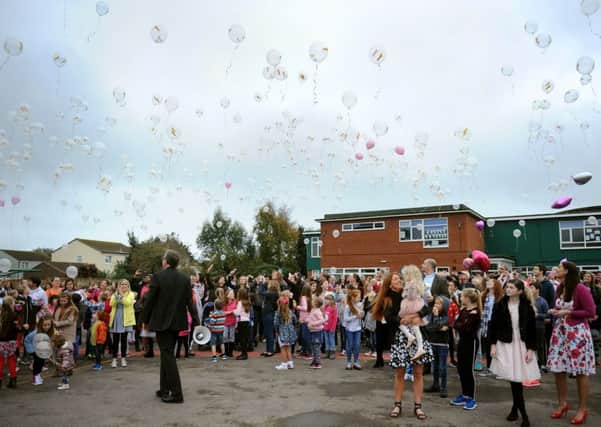Balloon release in memory of Aimee Marshall-Williams at Middleton. Pic Steve Robards SR1725802 SUS-171026-155326001