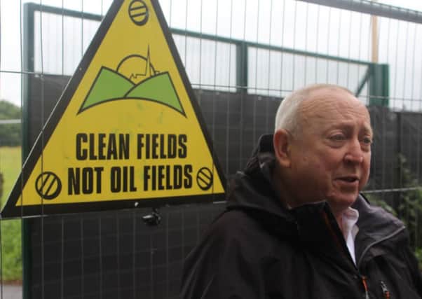 Keith Taylor, Green MEP, at the site of the Broadford Bridge exploratory drilling site (photo courtesty of Keith Taylor's office).