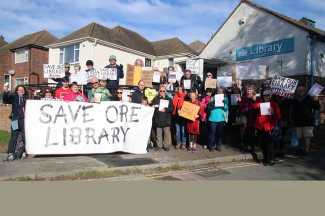 Protesters against the closure of Ore Library. Photo by Alan Roberts