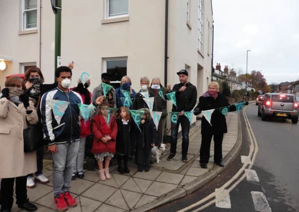 Clean air campaigners gather in Orchard Street, November 15.
