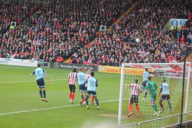 Action from Lincoln City v Crawley Town. Picture by Colin Bowman SUS-171031-093437002