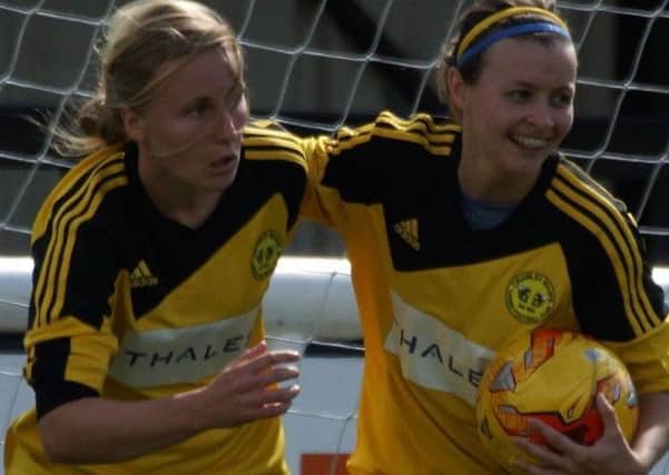 Crawley Wasps players Naomi Cole (left) and Faye Rabson were both on target against Carshalton. SUS-171030-160806002
