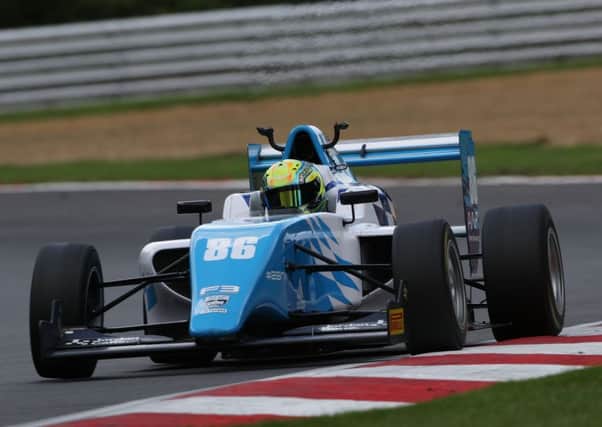 Jordan Cane in action in the British Formula 3 series