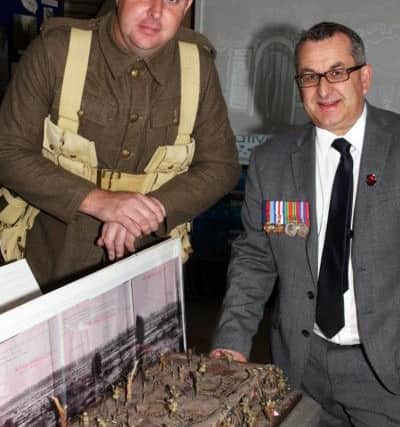DM17110447a.jpg Shoreham Fort is presented with a diorama made by Cllr Lee Wares, pictured with Gary Baines. Photo by Derek Martin Photography. SUS-170711-164222008
