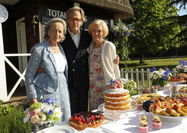 Mary Berry alongside the Duchess of Richmond and Gordon and her son the Duke, who both feature in the programme
