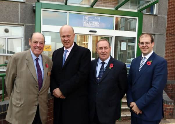 Sir Nicholas Soames Mid Sussex MP, Chris Grayling, Secretary of State for Transport, Councillor Garry Wall, leader of Mid Sussex District Council and Councillor Jonathan Ash-Edwards, Deputy Leader of Mid Sussex District Council.