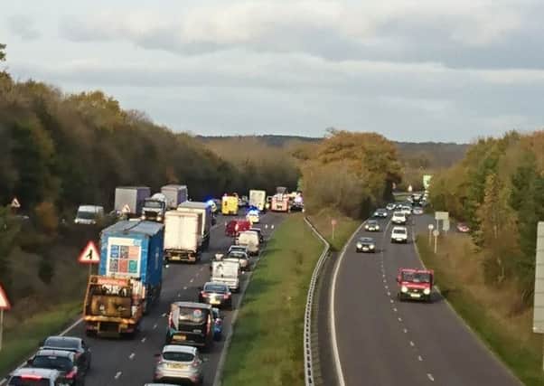A picture of emergency services at the A24 crash shared on the County Times Facebook page by Tom Moore. Db6iwfd0RdjI488L7C6_