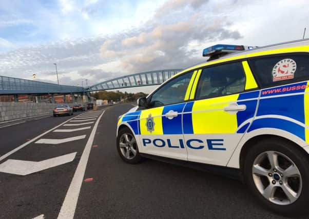 The A24 has been closed by police. Photo by Adur and Worthing Police