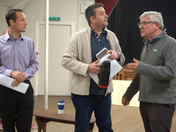 Graham Woodward, Allan Brown & Alan Copsey Funtington Players - Star Quality in rehearsal photo by Rosey Purchase
