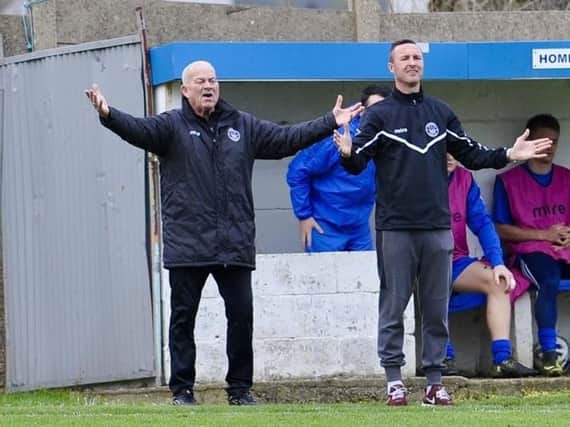 Shoreham manager Sammy Donnelly (left). Picture by Stephen Goodger