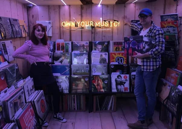 Craig and Charlotte Crane in October Analogue Records in South Street