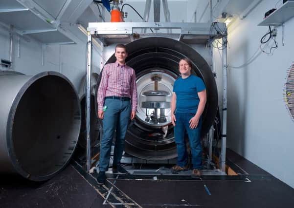 Michal Rawlik (PhD Student at ETH ZÃ¼rich) and Nicholas Ayres of Sussex Uni - the two who did the analysis - by the PSI experiment