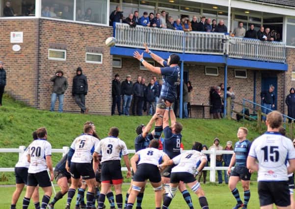Nick Blount soars in the lineout at Brighton / Picture by Michael Clayden