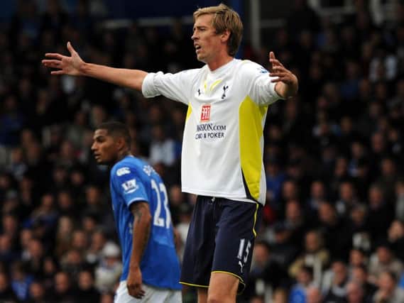Stoke striker Peter Crouch pictured during his Tottenham days.