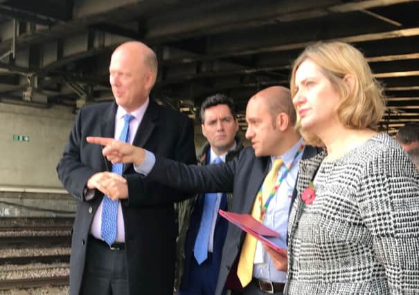 Transport Secretary Chris Grayling attended a meeting with Huw Merriman MP and Amber Rudd MP to discuss new track layouts in Ashford. SUS-171115-093057001