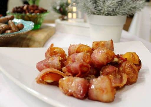 Bacon wrapped apricots, one of the festive recipes