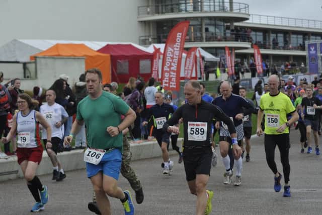 Competitors embark on the 13.1-mile challenge of the Poppy Half Marathon.