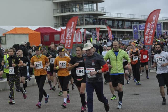 Some of the more than 500 competitors in the Poppy Half Marathon.