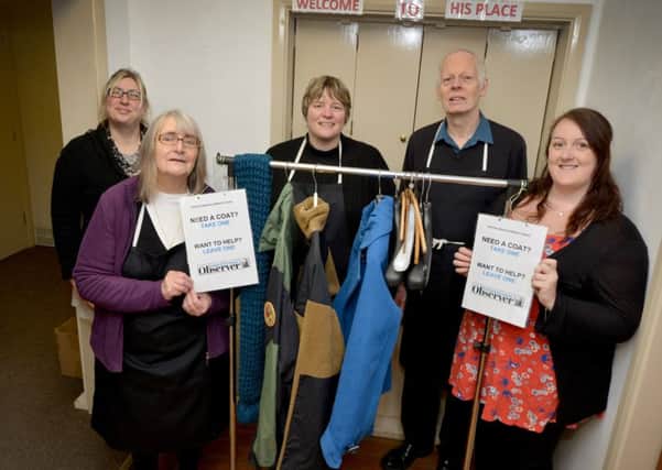 Coats for people in need at His Place in Robertson Street.
L-R: Kerry Stevens, Margaret Sears, Nicky Roper, Rev Chris Sears MBE and Maria Hudd. SUS-170117-131855001