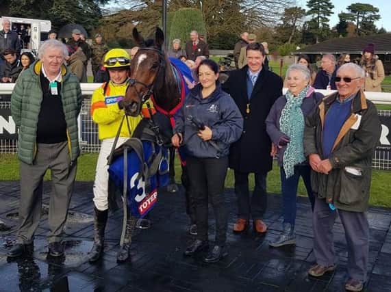 Cresswell Breeze and her connections after Southern National victory at Fontwell Park