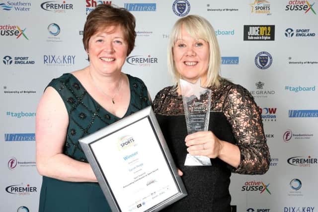 Sarah Hogg receives the outstanding contribution to sport award. Picture by Stephen D Lawrence Photography