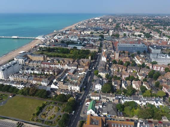 An aerial view of Worthing seafront