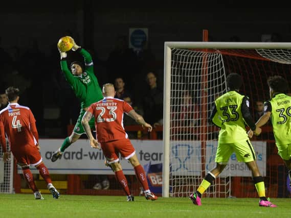 Action from Crawley Town v Exeter City. Picture by Jon Rigby