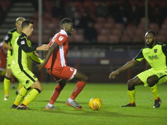 Action from Crawley Town v Exeter City. Picture by Jon Rigby