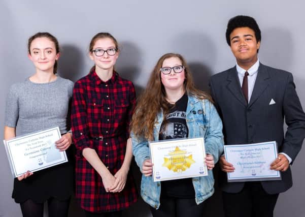 Award winners, from left, Germaine Conroy, Mia Templeman, Katherine Davis  and Christopher Gibbons
